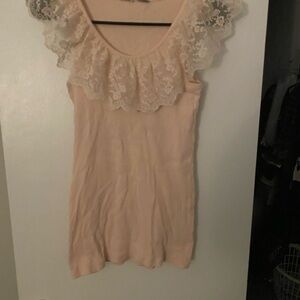 Blush Lace Trim Tank Top